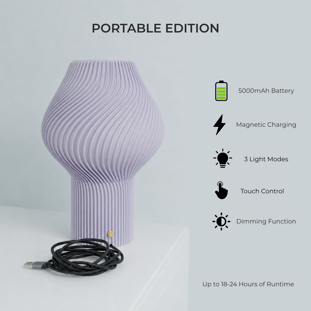 OLIV Studio Luna Lamp | Rechargeable & Plug-In Table Lamp